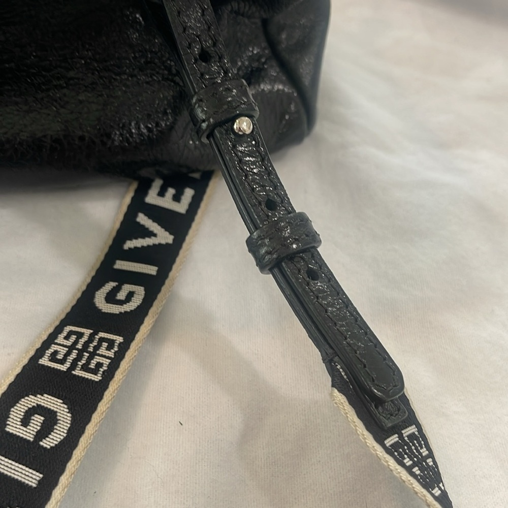 Givenchy Pandora black mini crossbody bag logo adjustable strap webbing w Flaws - Picture 8 of 17